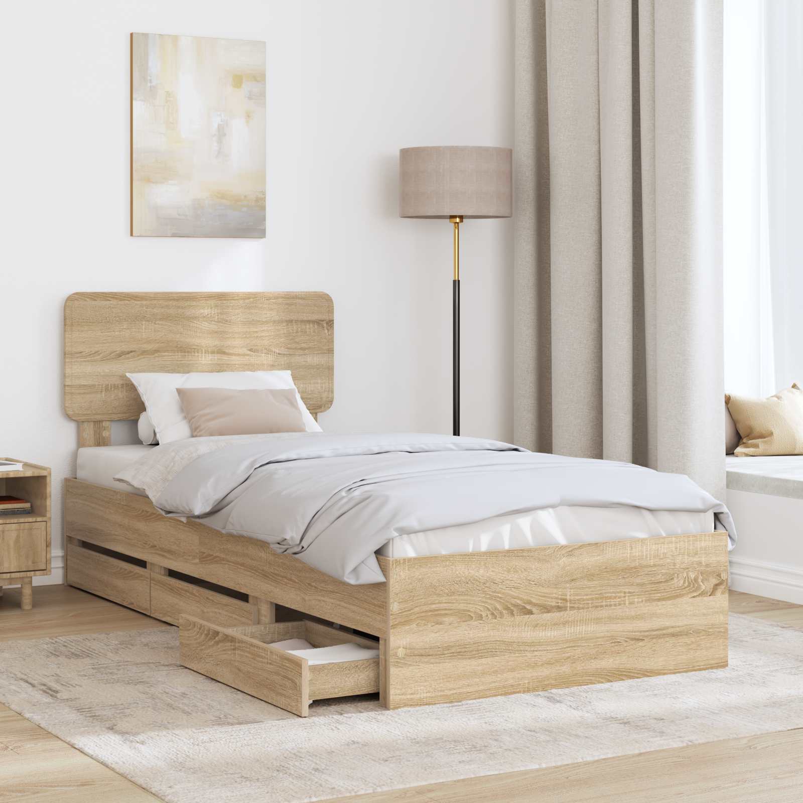 Bettrahmen mit Kopfteil Sonoma-Eiche 90 x 190 cm Holzwerkstoff