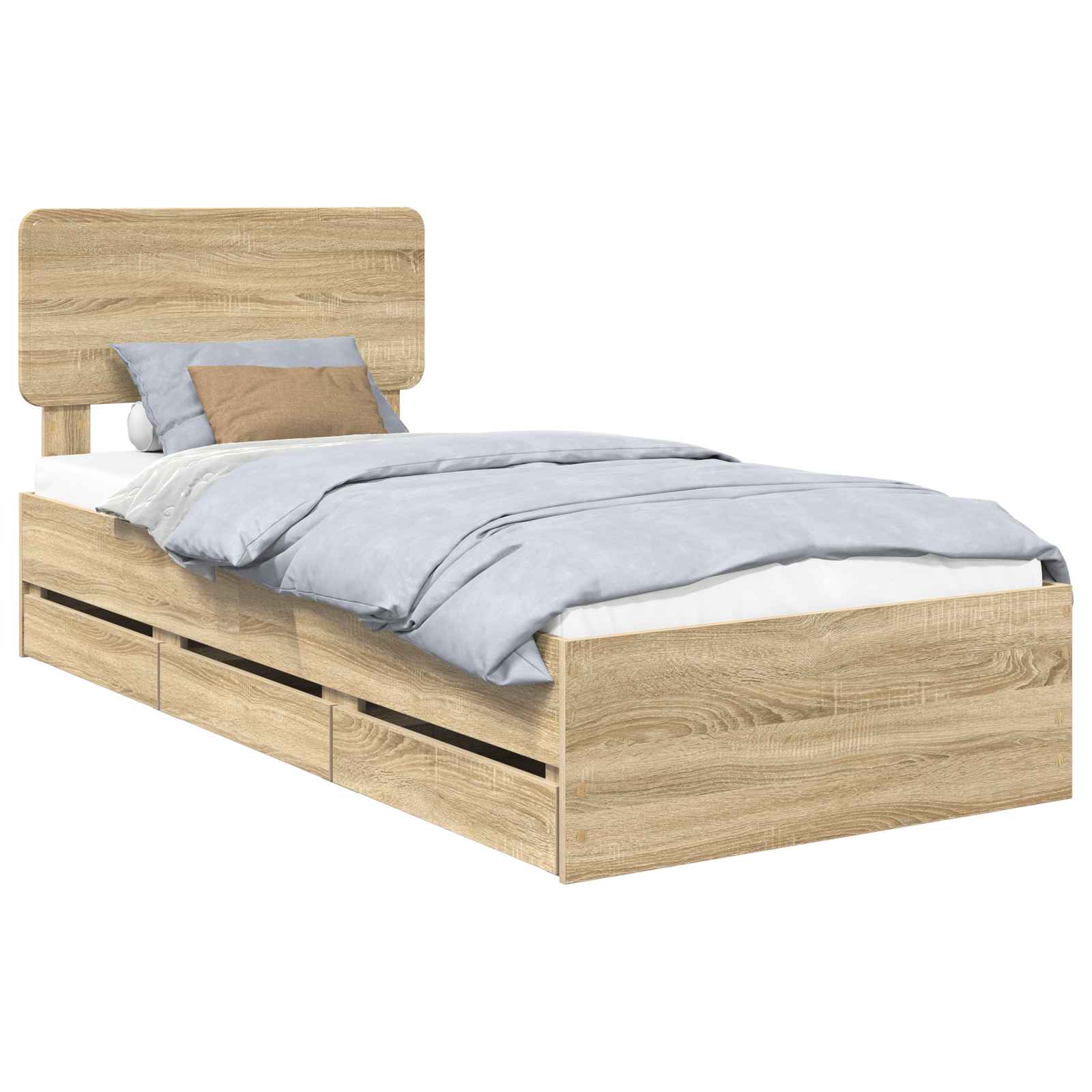 Bettrahmen mit Kopfteil Sonoma-Eiche 90 x 190 cm Holzwerkstoff
