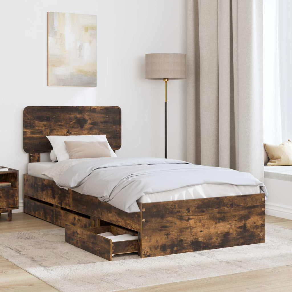 Bettrahmen Geräucherte Eiche 75 x 190 cm Holzwerkstoff