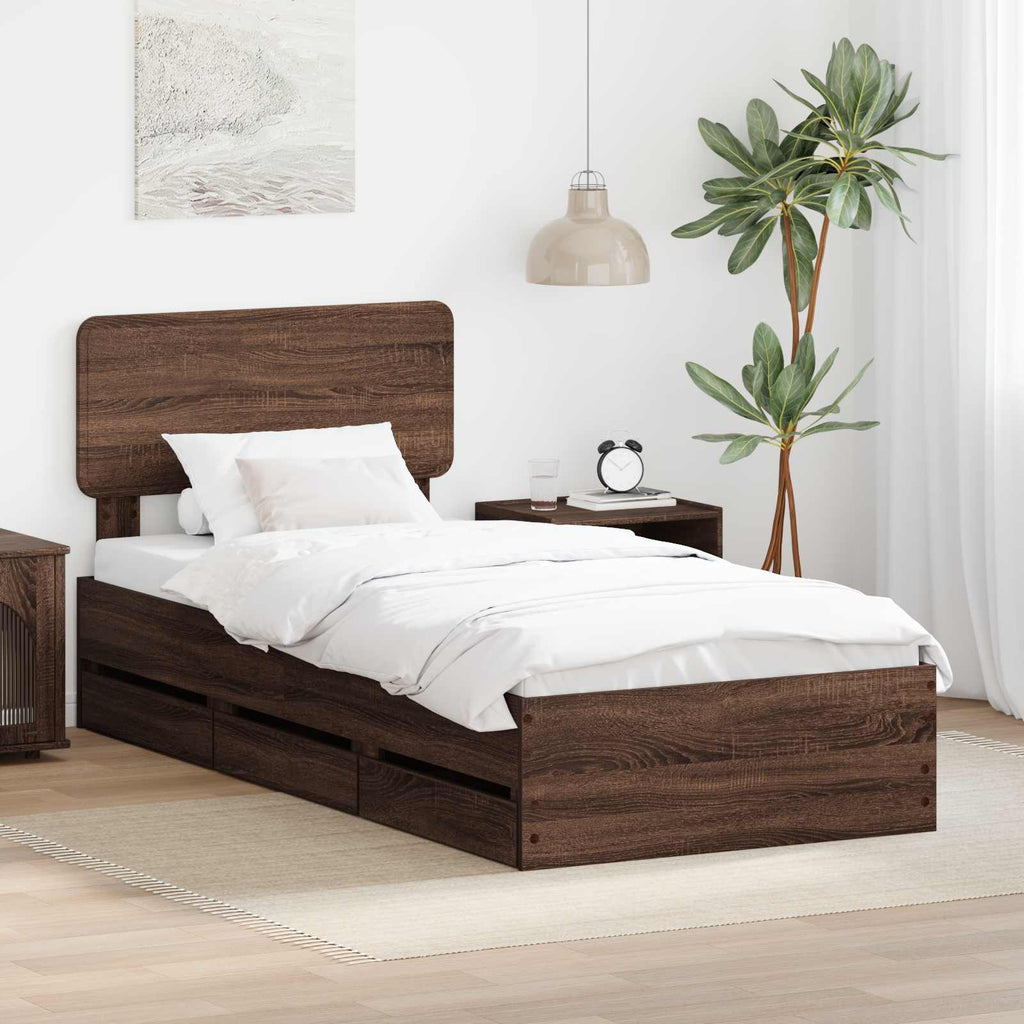 Bettrahmen Braun Eichen-Optik 75 x 190 cm Holzwerkstoff