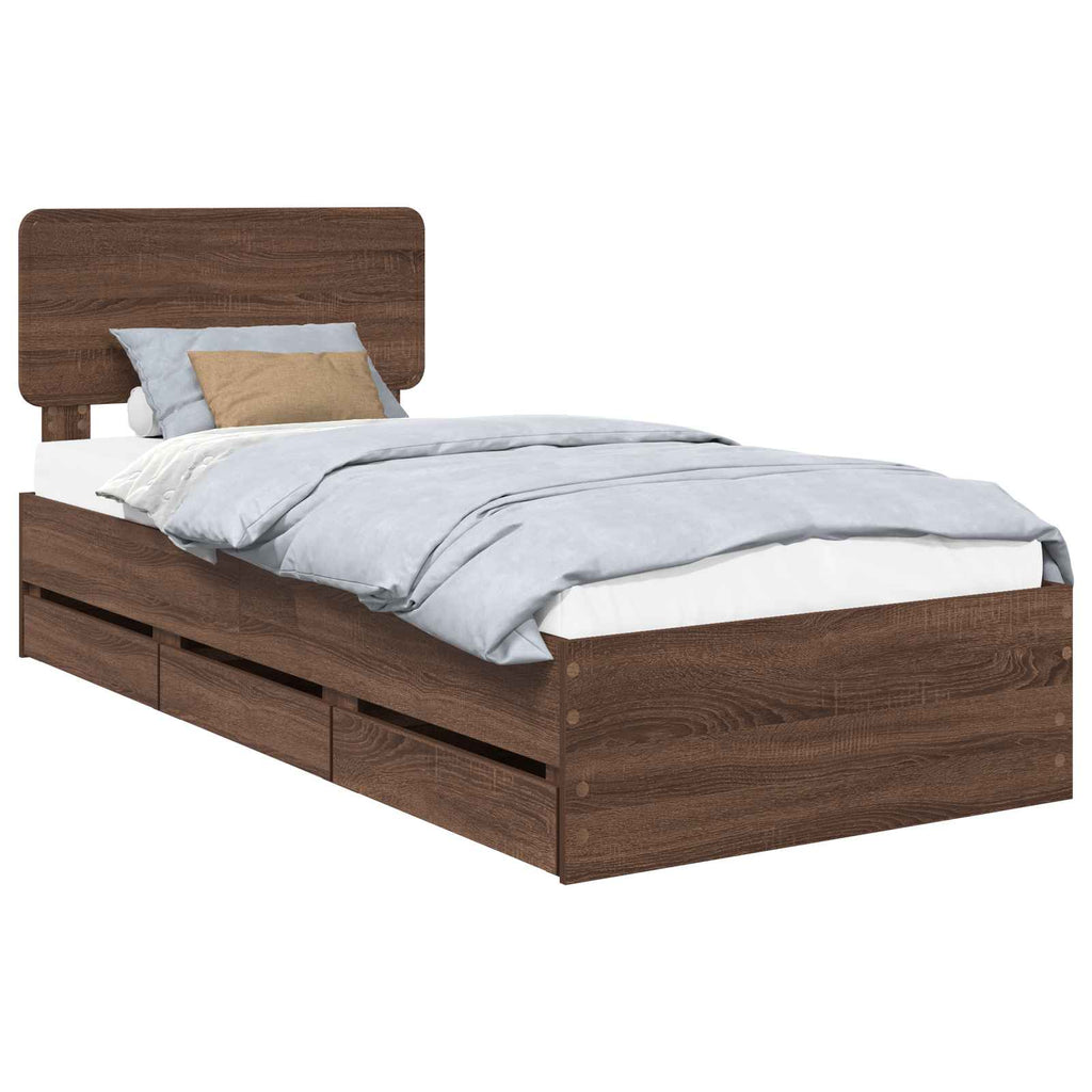 Bettrahmen Braun Eichen-Optik 75 x 190 cm Holzwerkstoff