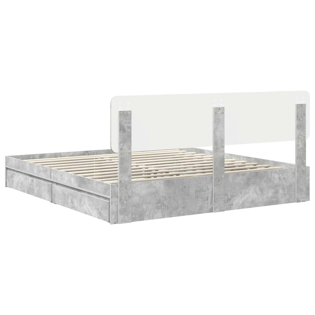 Aufbewahrungsbett Beton Grau 200 x 200 cm Holzwerkstoff