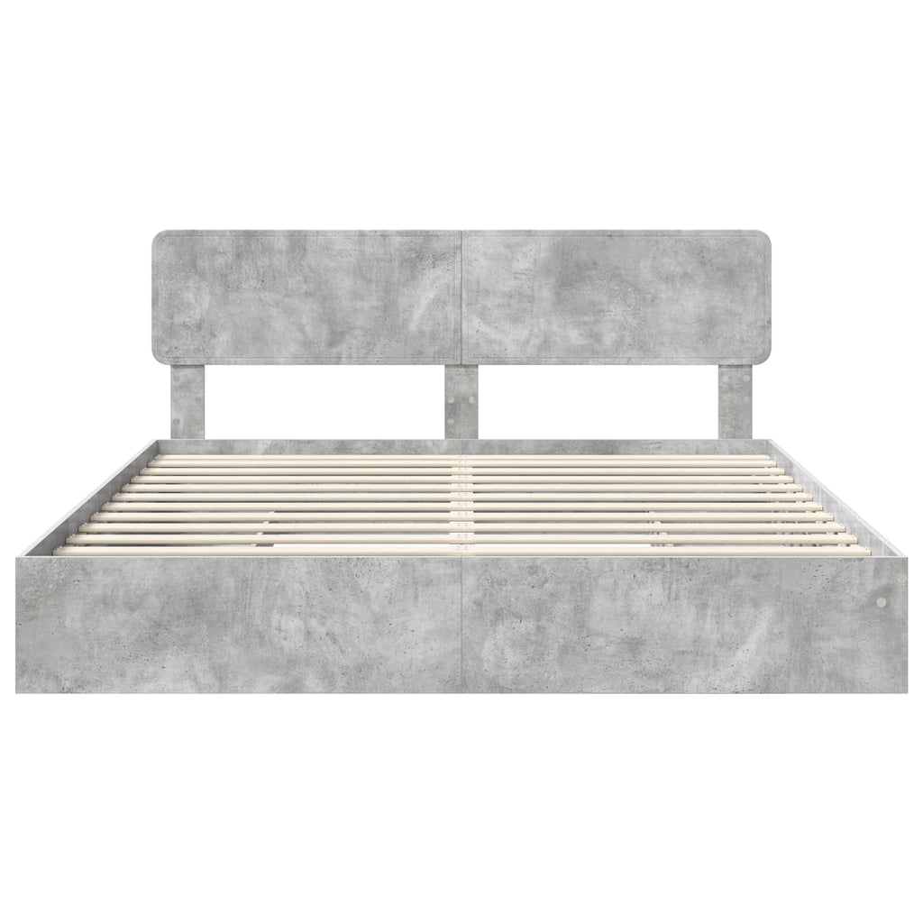 Aufbewahrungsbett Beton Grau 200 x 200 cm Holzwerkstoff