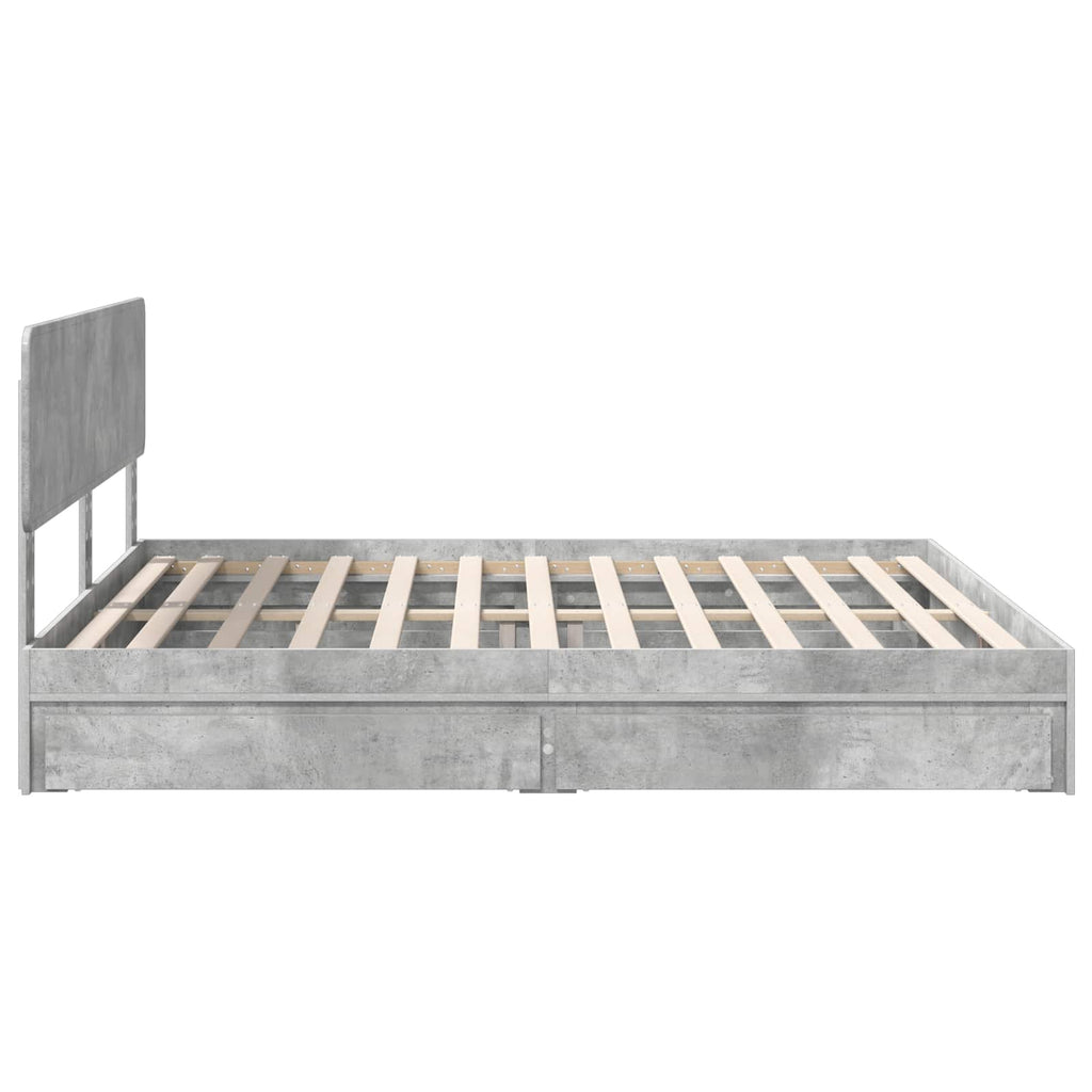 Aufbewahrungsbett Beton Grau 200 x 200 cm Holzwerkstoff