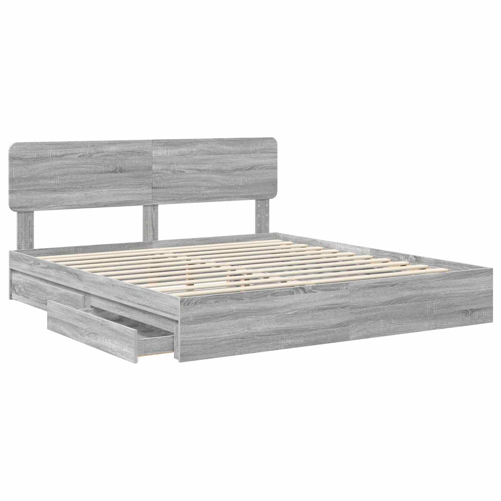 Aufbewahrungsbett Graues Sonoma 200 x 200 cm Holzwerkstoff