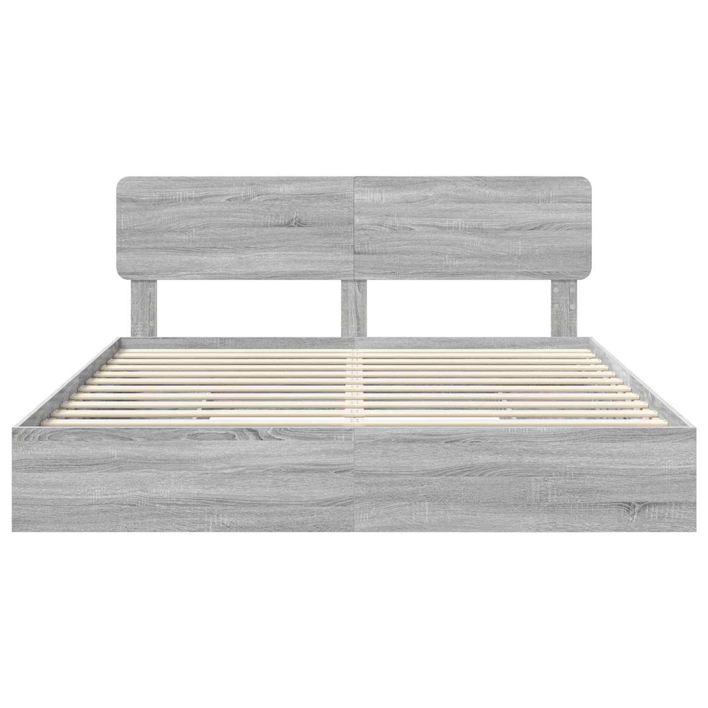 Aufbewahrungsbett Graues Sonoma 200 x 200 cm Holzwerkstoff
