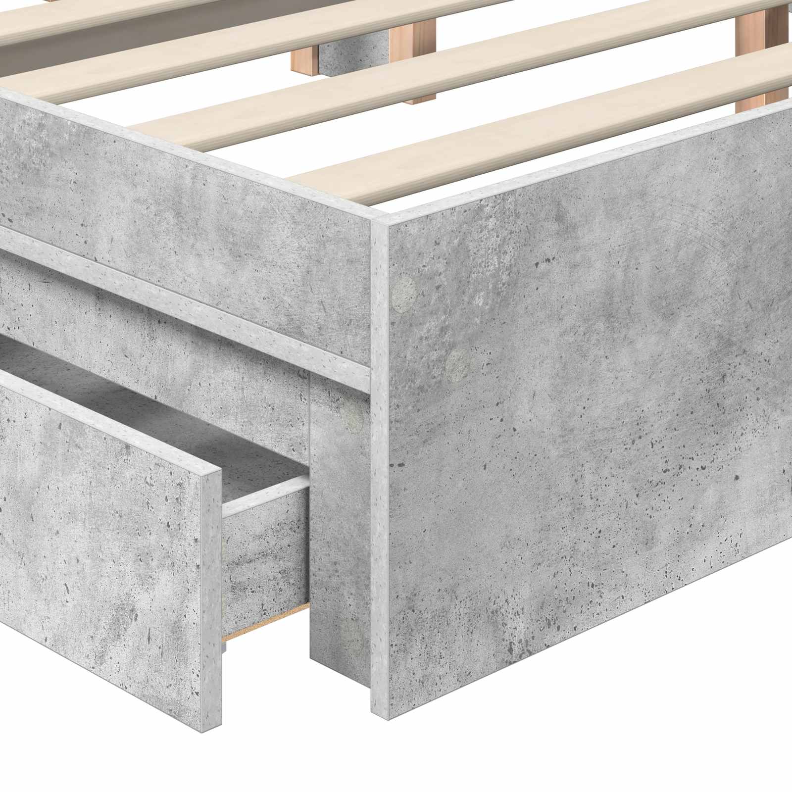 Aufbewahrungsbett Beton Grau 180 x 200 cm Holzwerkstoff