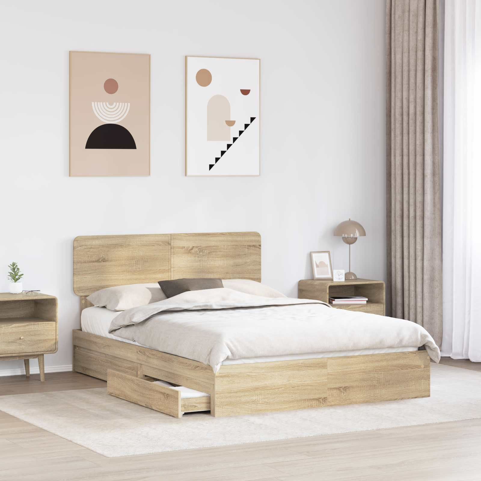 Aufbewahrungsbett Sonoma-Eiche 160 x 200 cm Holzwerkstoff