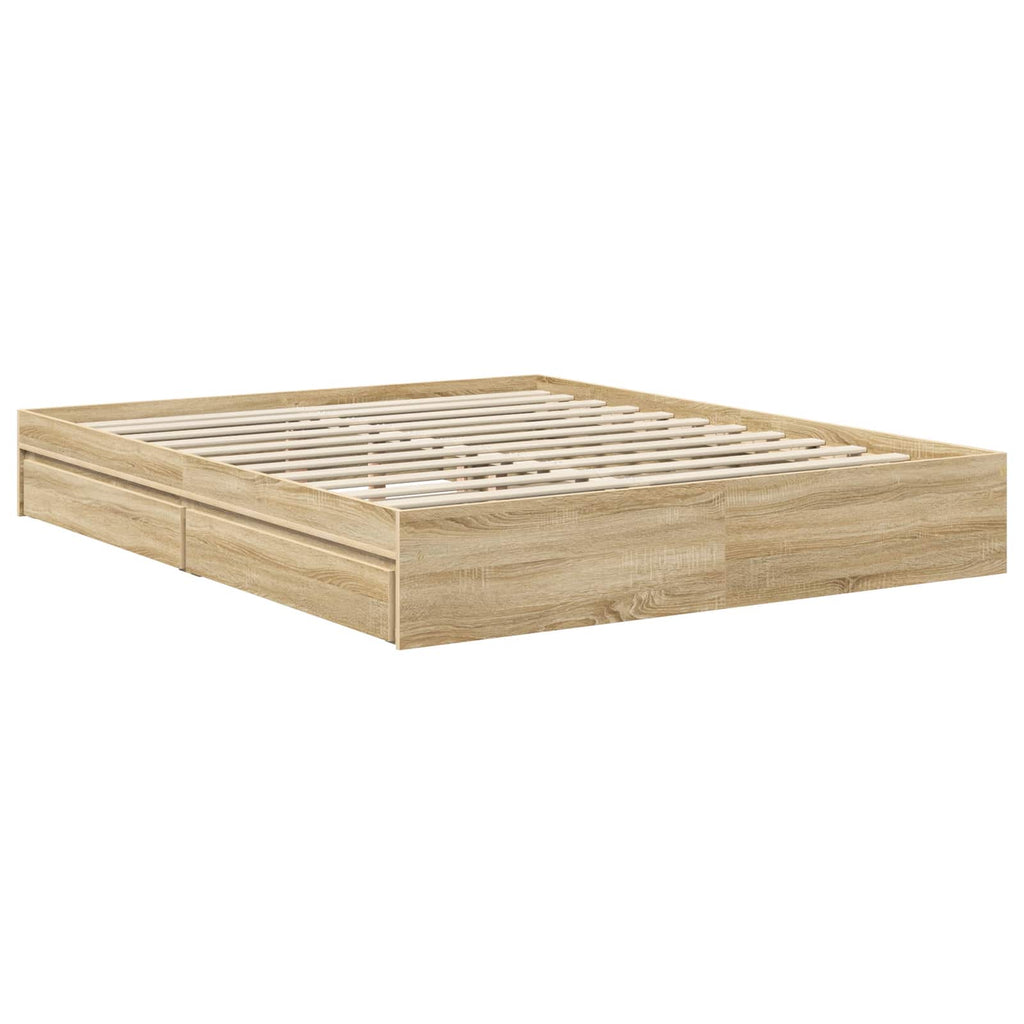 Aufbewahrungsbett Sonoma-Eiche 160 x 200 cm Holzwerkstoff