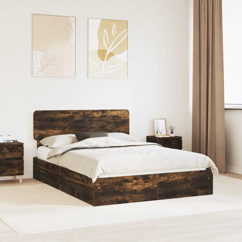 Aufbewahrungsbett Geräucherte Eiche 160 x 200 cm Holzwerkstoff