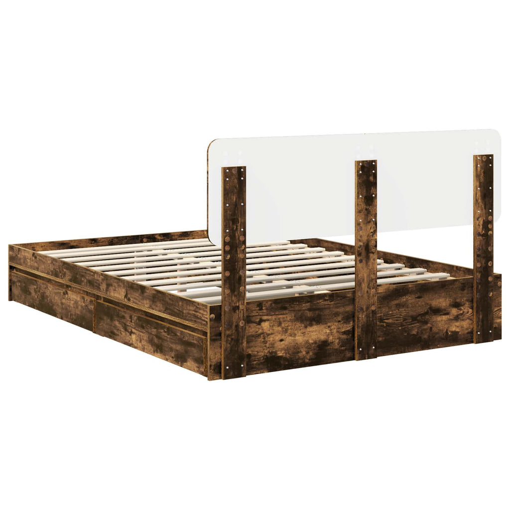 Aufbewahrungsbett Geräucherte Eiche 160 x 200 cm Holzwerkstoff