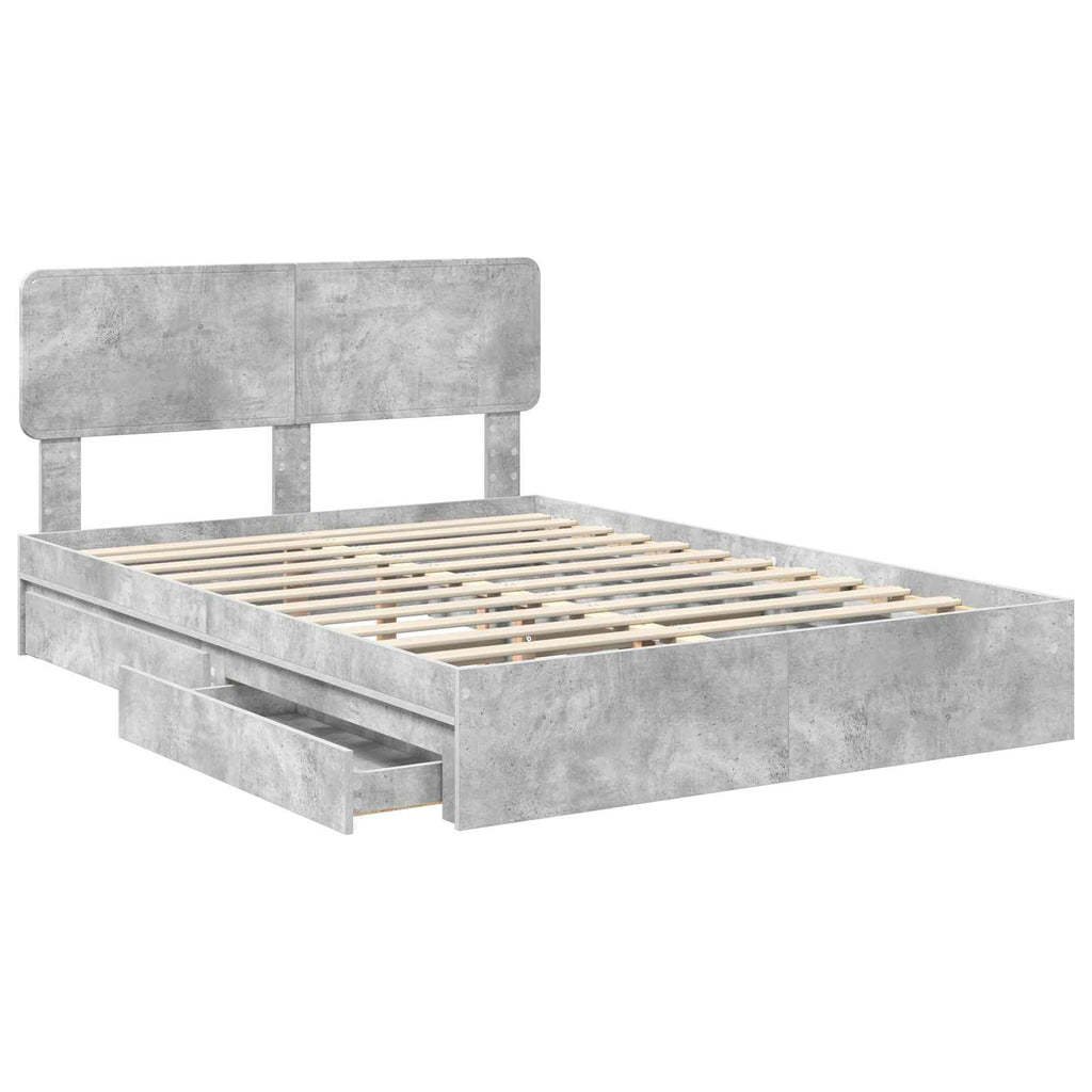 Aufbewahrungsbett Beton Grau 150 x 200 cm Holzwerkstoff