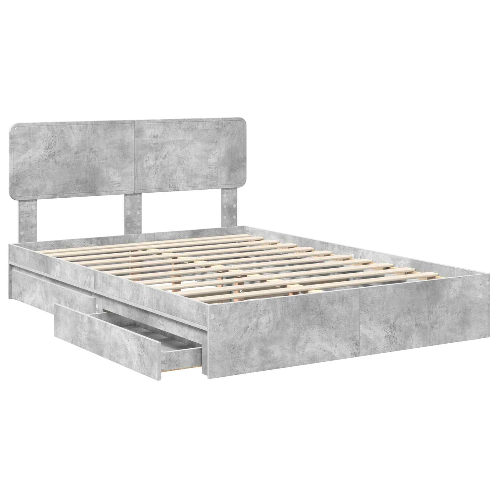 Aufbewahrungsbett Beton Grau 150 x 200 cm Holzwerkstoff