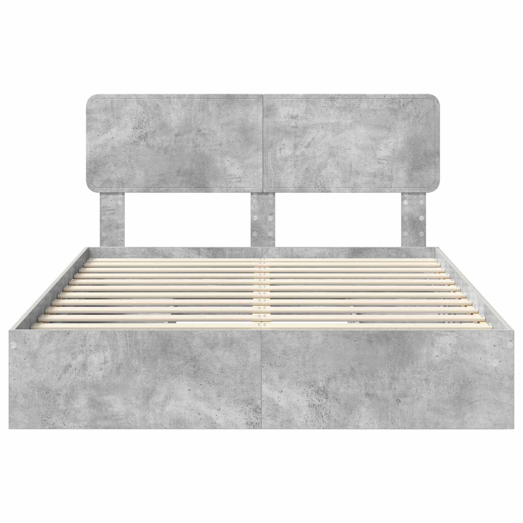 Aufbewahrungsbett Beton Grau 150 x 200 cm Holzwerkstoff