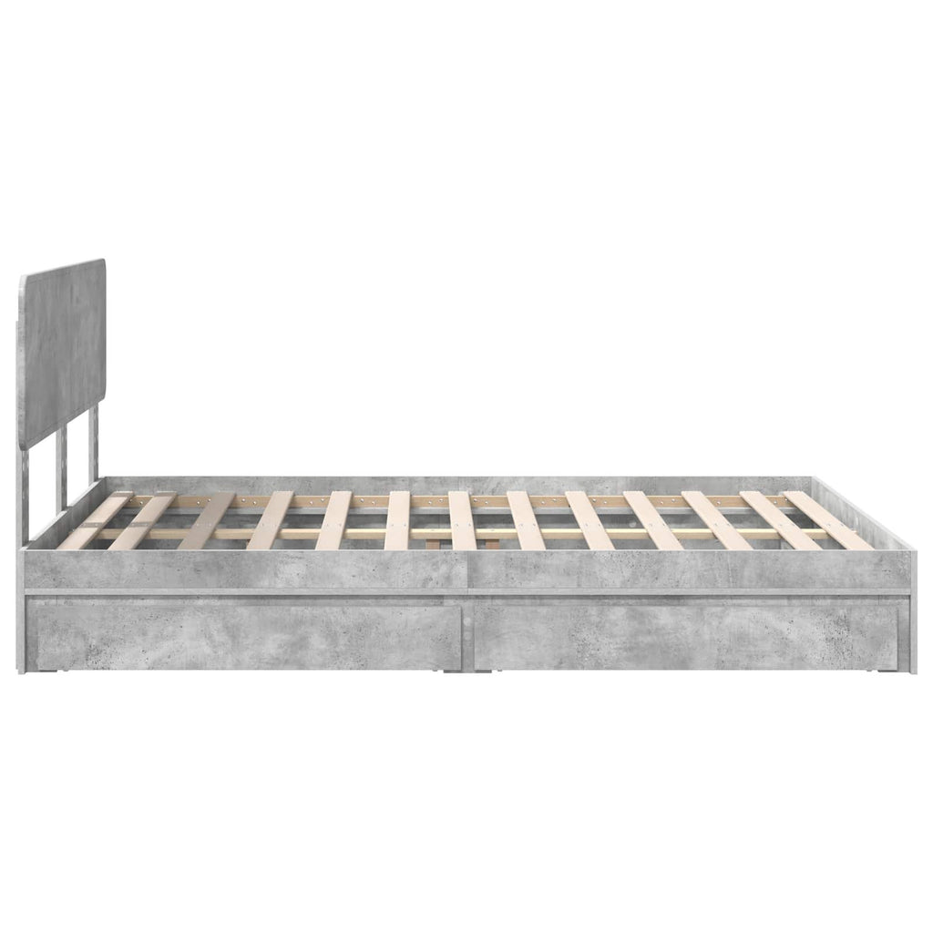 Aufbewahrungsbett Beton Grau 150 x 200 cm Holzwerkstoff