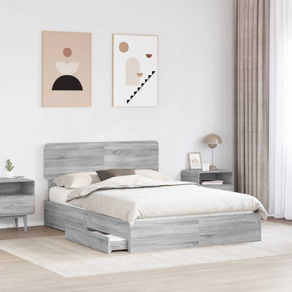 Aufbewahrungsbett Graues Sonoma 150 x 200 cm Holzwerkstoff
