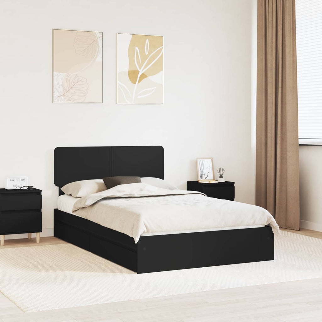 Aufbewahrungsbett Schwarz 135 x 190 cm Holzwerkstoff