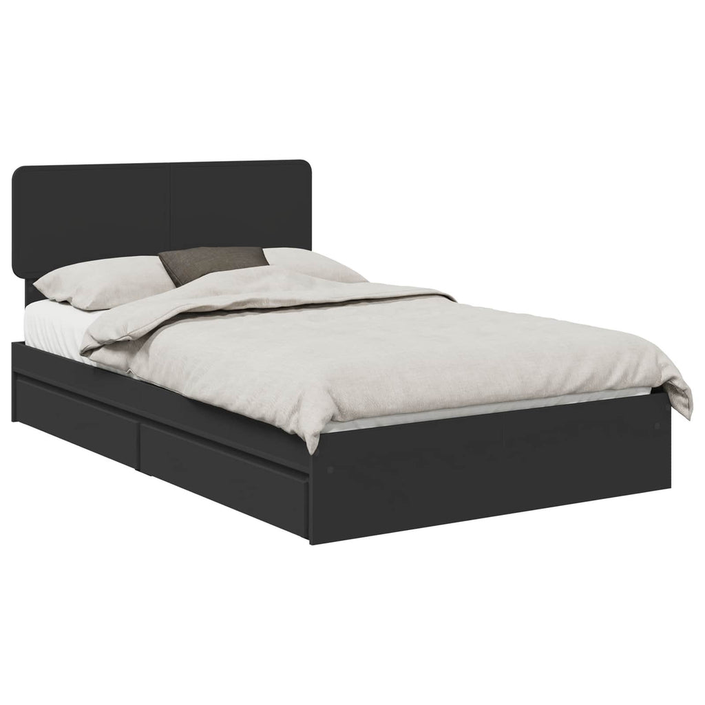 Aufbewahrungsbett Schwarz 135 x 190 cm Holzwerkstoff