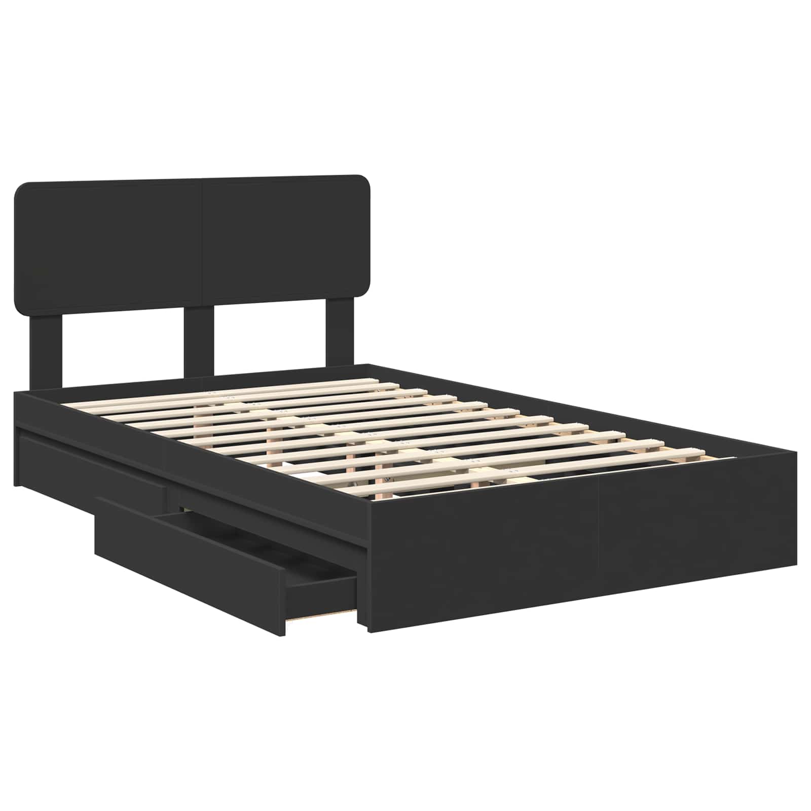 Aufbewahrungsbett Schwarz 135 x 190 cm Holzwerkstoff