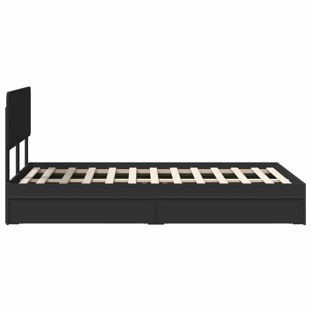 Aufbewahrungsbett Schwarz 135 x 190 cm Holzwerkstoff