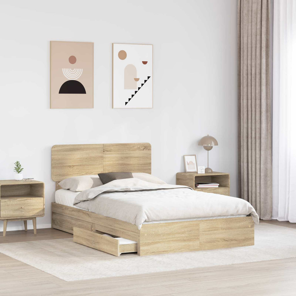 Aufbewahrungsbett Sonoma-Eiche 135 x 190 cm Holzwerkstoff