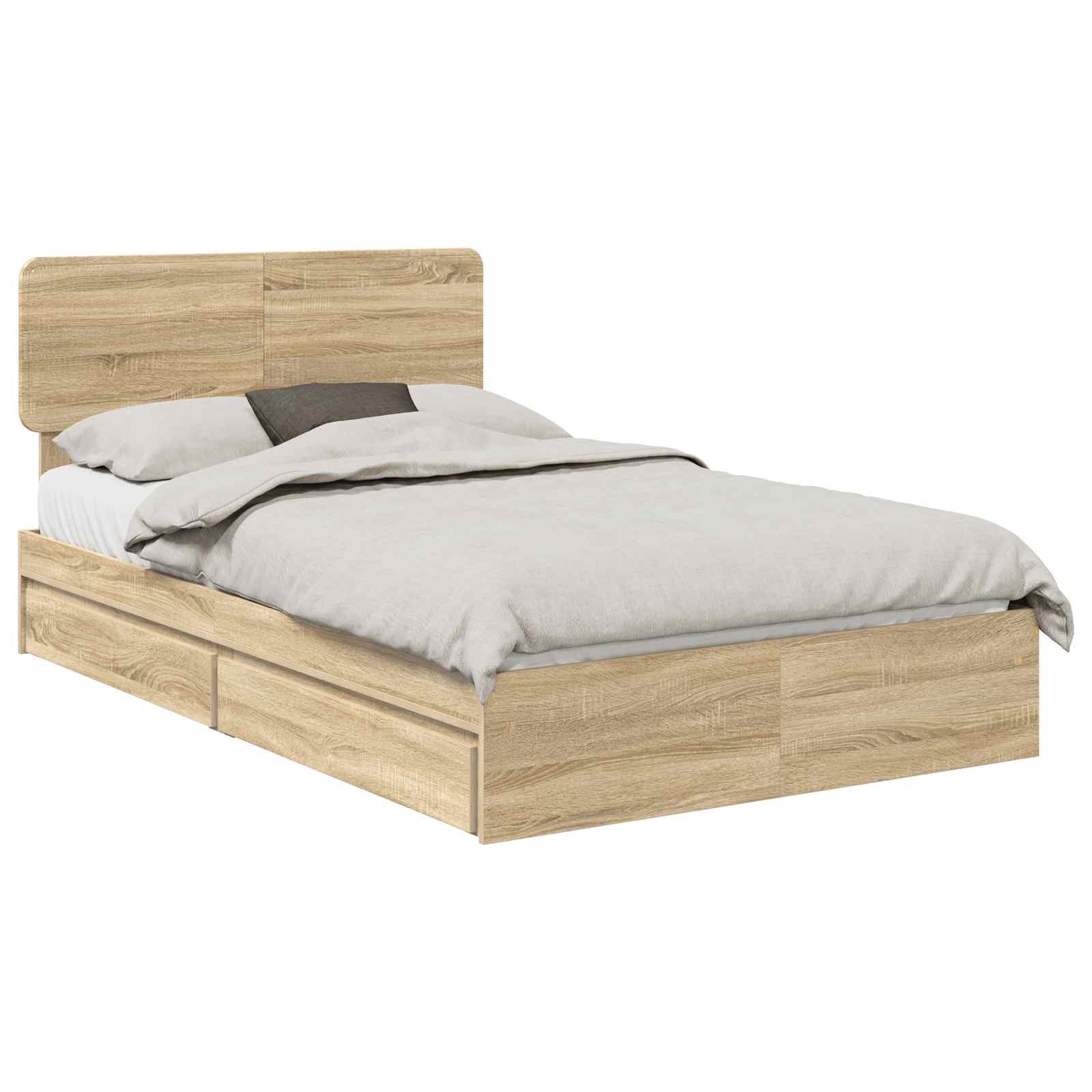 Aufbewahrungsbett Sonoma-Eiche 135 x 190 cm Holzwerkstoff