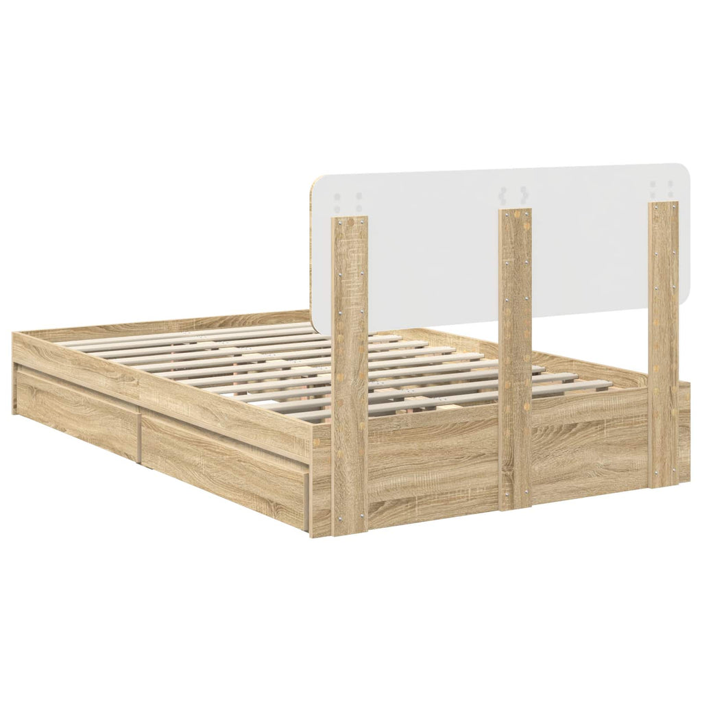 Aufbewahrungsbett Sonoma-Eiche 135 x 190 cm Holzwerkstoff