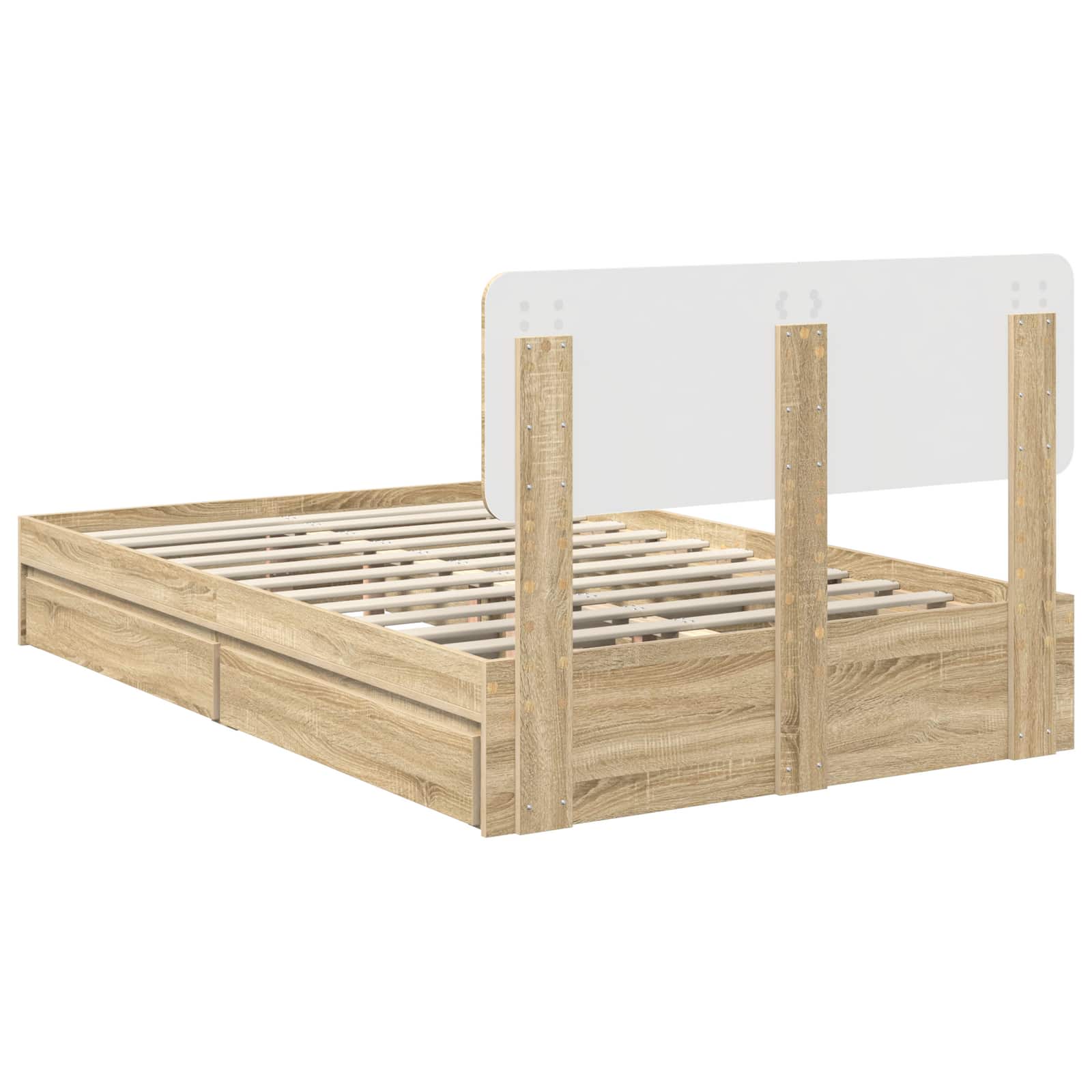 Aufbewahrungsbett Sonoma-Eiche 135 x 190 cm Holzwerkstoff
