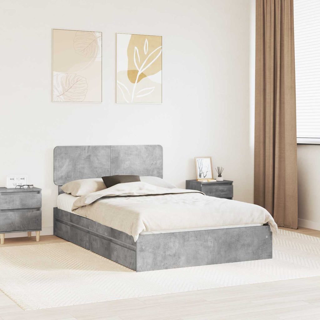 Aufbewahrungsbett Beton Grau 135 x 190 cm Holzwerkstoff