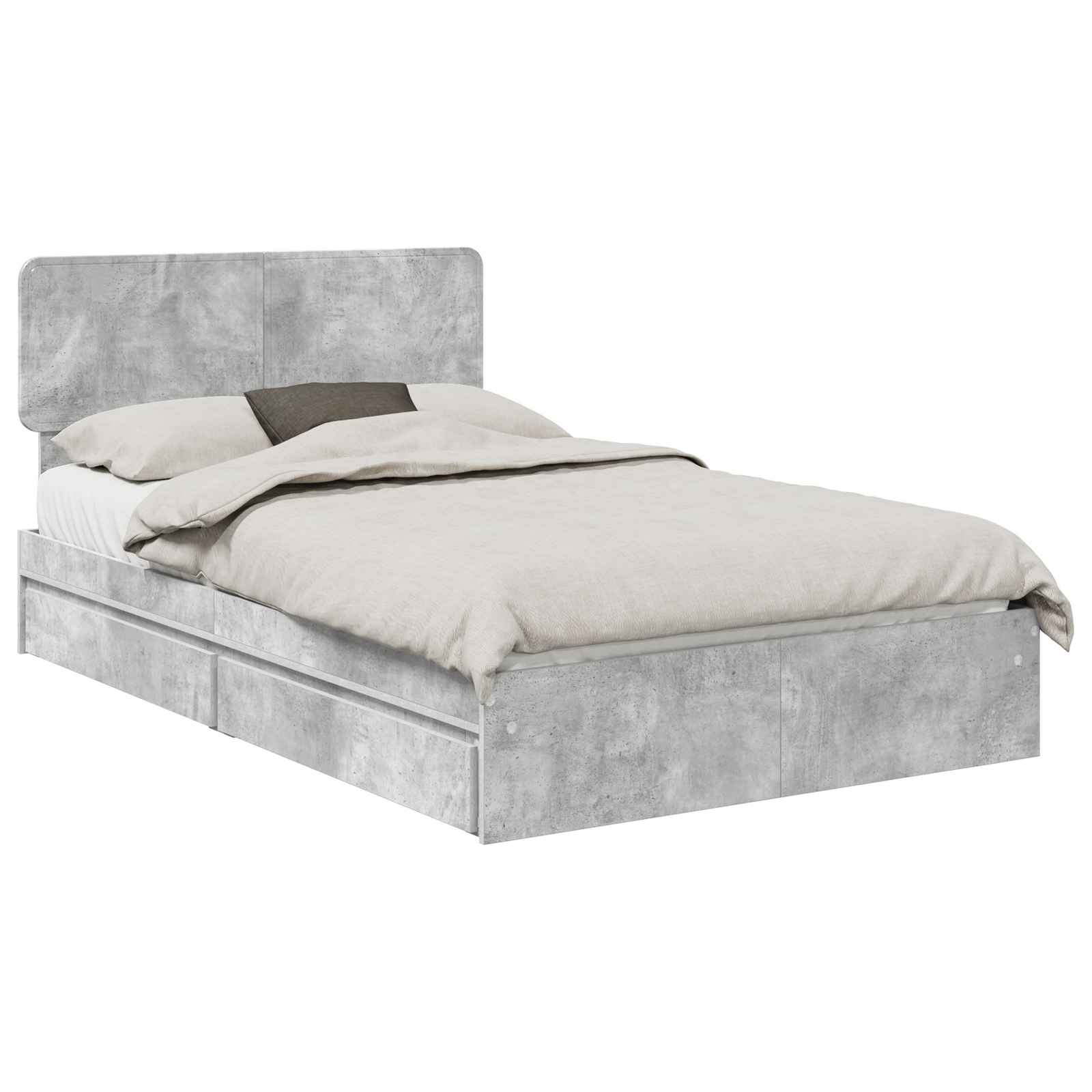 Aufbewahrungsbett Beton Grau 135 x 190 cm Holzwerkstoff