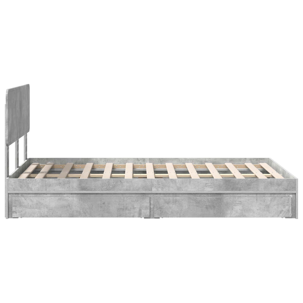 Aufbewahrungsbett Beton Grau 135 x 190 cm Holzwerkstoff