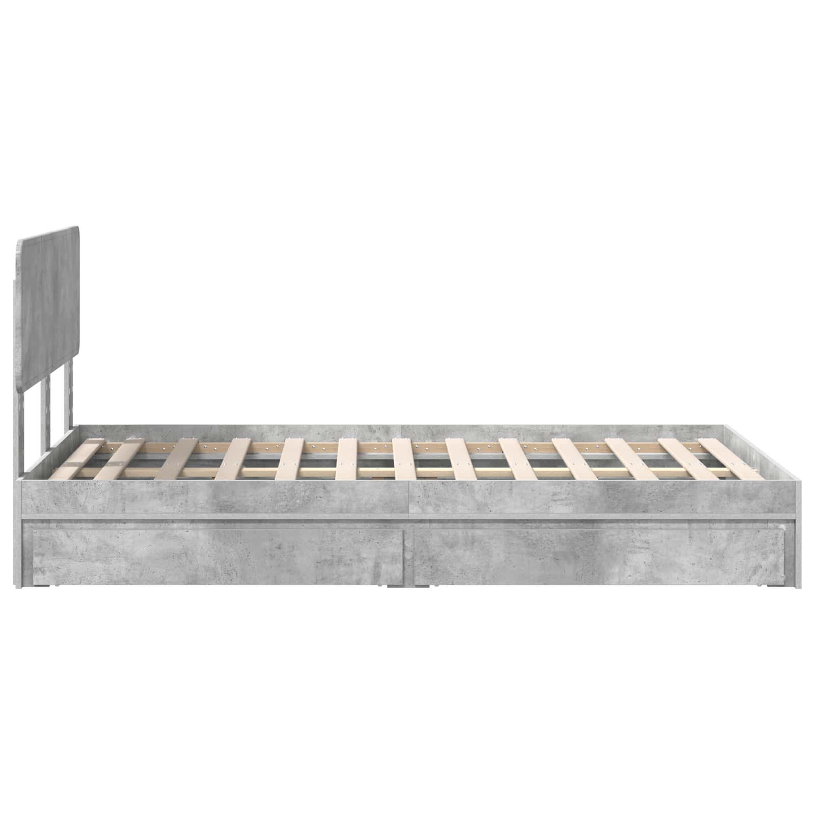Aufbewahrungsbett Beton Grau 135 x 190 cm Holzwerkstoff
