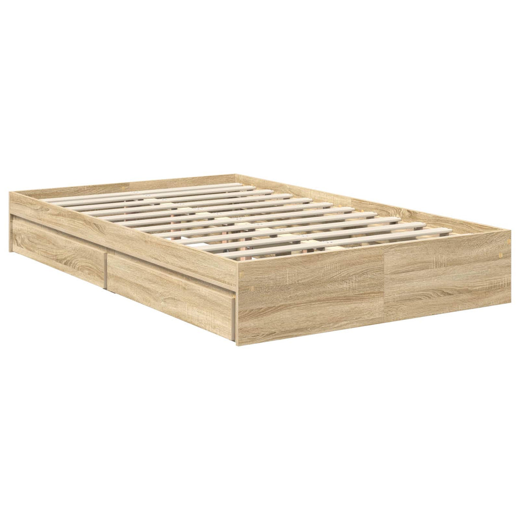 Aufbewahrungsbett Sonoma-Eiche 120 x 200 cm Holzwerkstoff