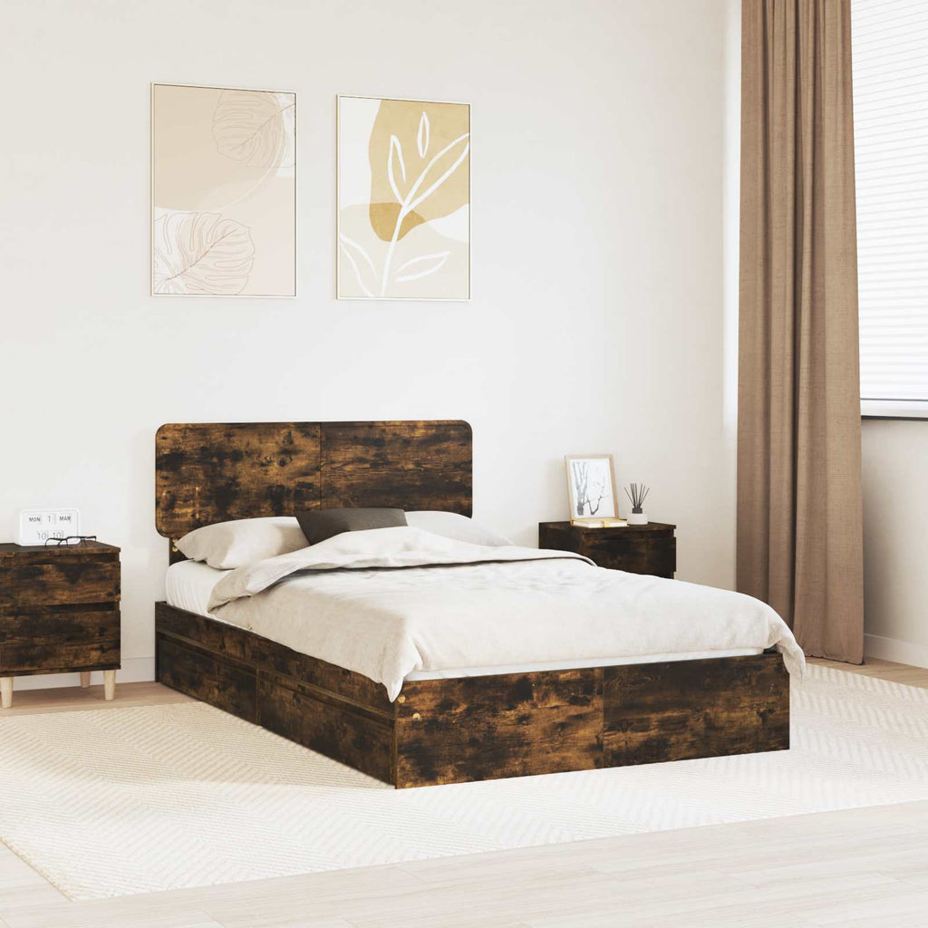 Aufbewahrungsbett Geräucherte Eiche 120 x 200 cm Holzwerkstoff