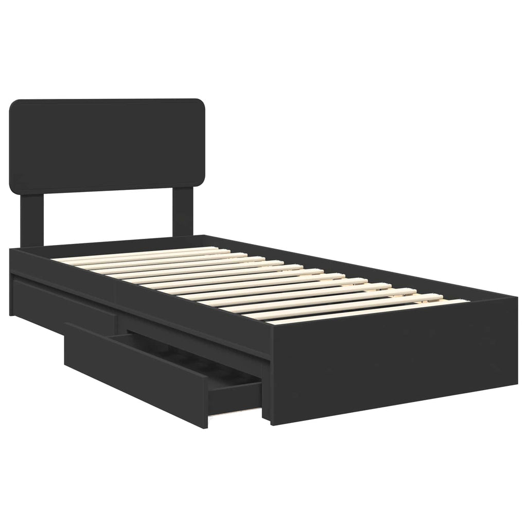 Aufbewahrungsbett Schwarz 100 x 200 cm Holzwerkstoff