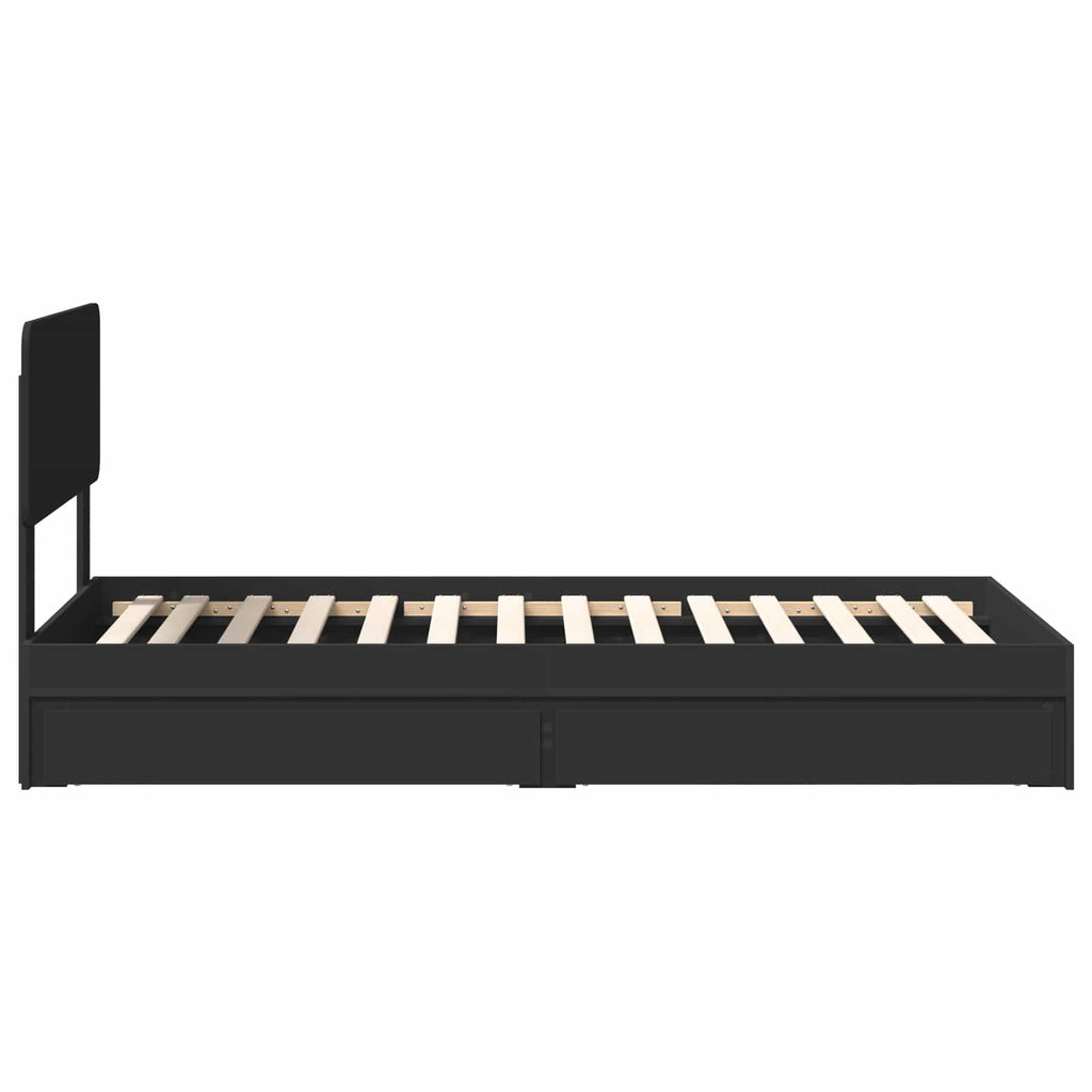 Aufbewahrungsbett Schwarz 100 x 200 cm Holzwerkstoff