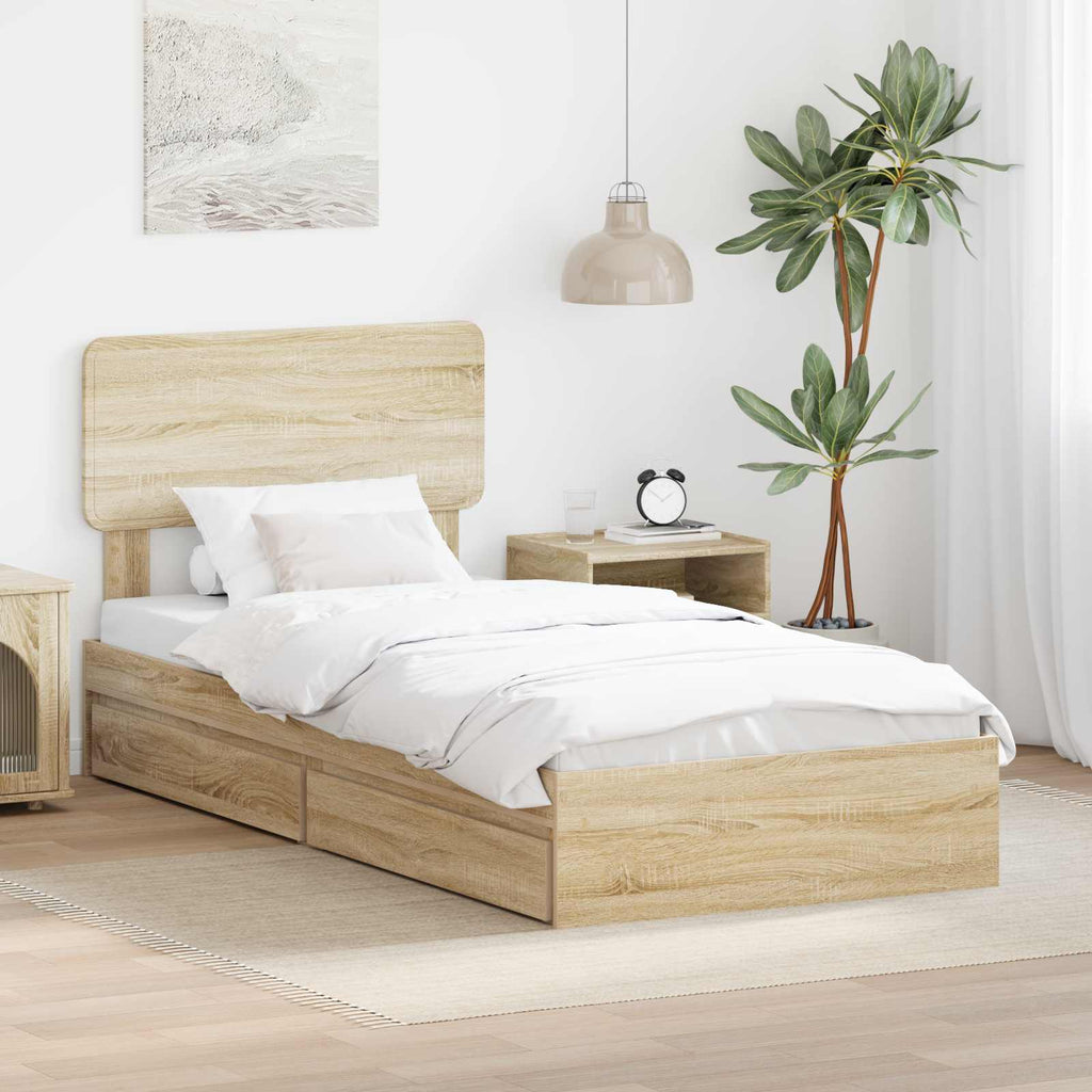 Aufbewahrungsbett Sonoma-Eiche 100 x 200 cm Holzwerkstoff