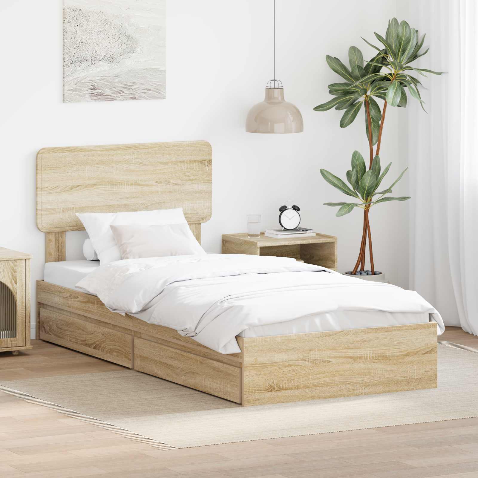 Aufbewahrungsbett Sonoma-Eiche 100 x 200 cm Holzwerkstoff