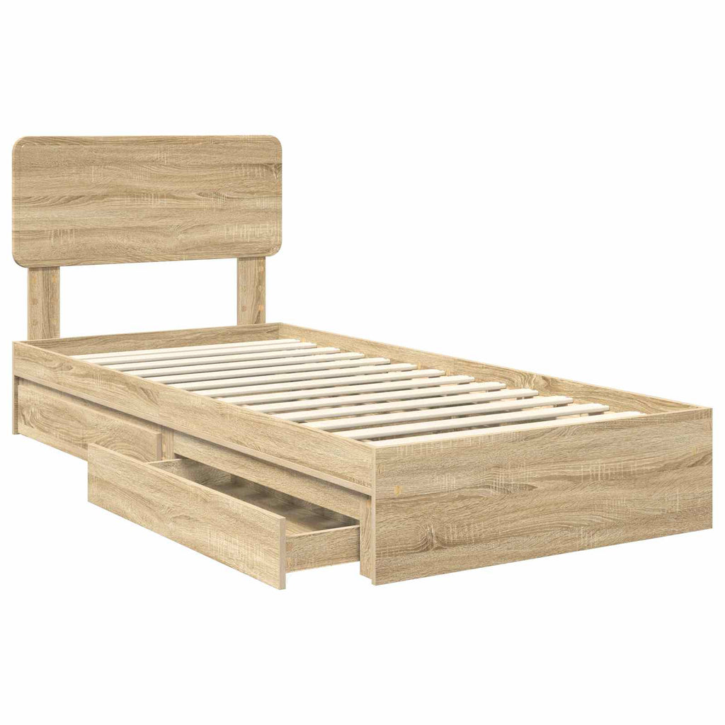 Aufbewahrungsbett Sonoma-Eiche 100 x 200 cm Holzwerkstoff