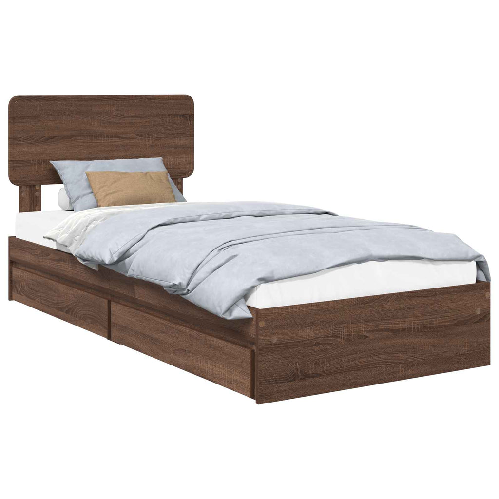 Aufbewahrungsbett Braun Eichen-Optik 100 x 200 cm Holzwerkstoff