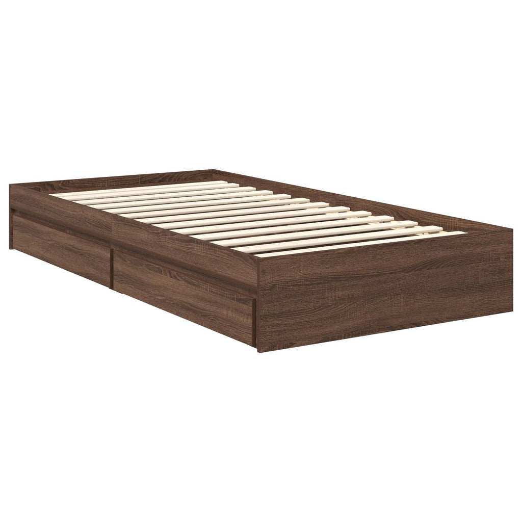 Aufbewahrungsbett Braun Eichen-Optik 100 x 200 cm Holzwerkstoff