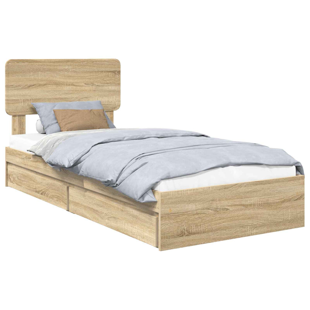 Aufbewahrungsbett Sonoma-Eiche 90 x 200 cm Holzwerkstoff