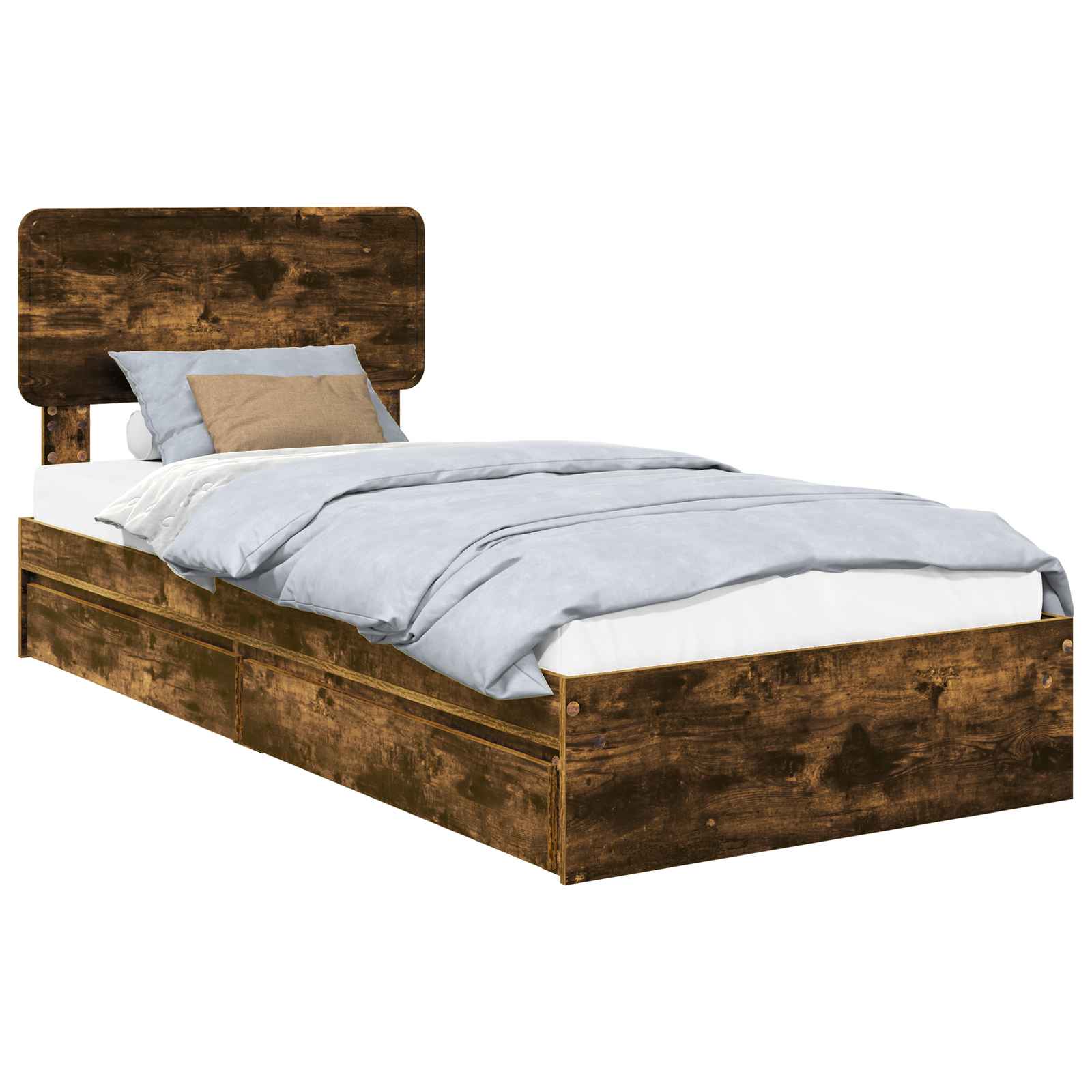 Aufbewahrungsbett Geräucherte Eiche 90 x 200 cm Holzwerkstoff
