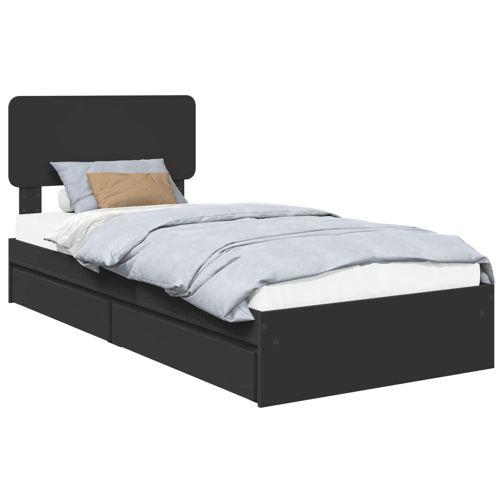 Aufbewahrungsbett Schwarz 90 x 190 cm Holzwerkstoff