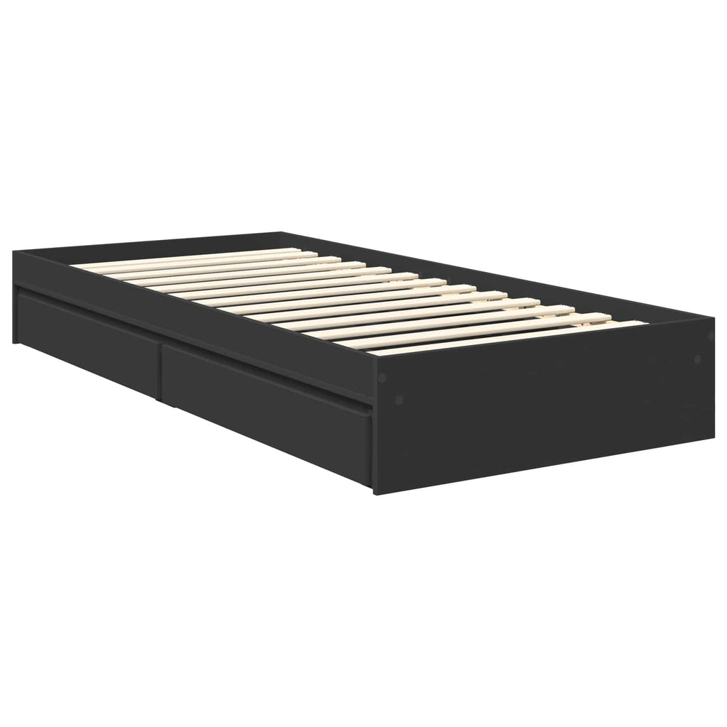 Aufbewahrungsbett Schwarz 90 x 190 cm Holzwerkstoff