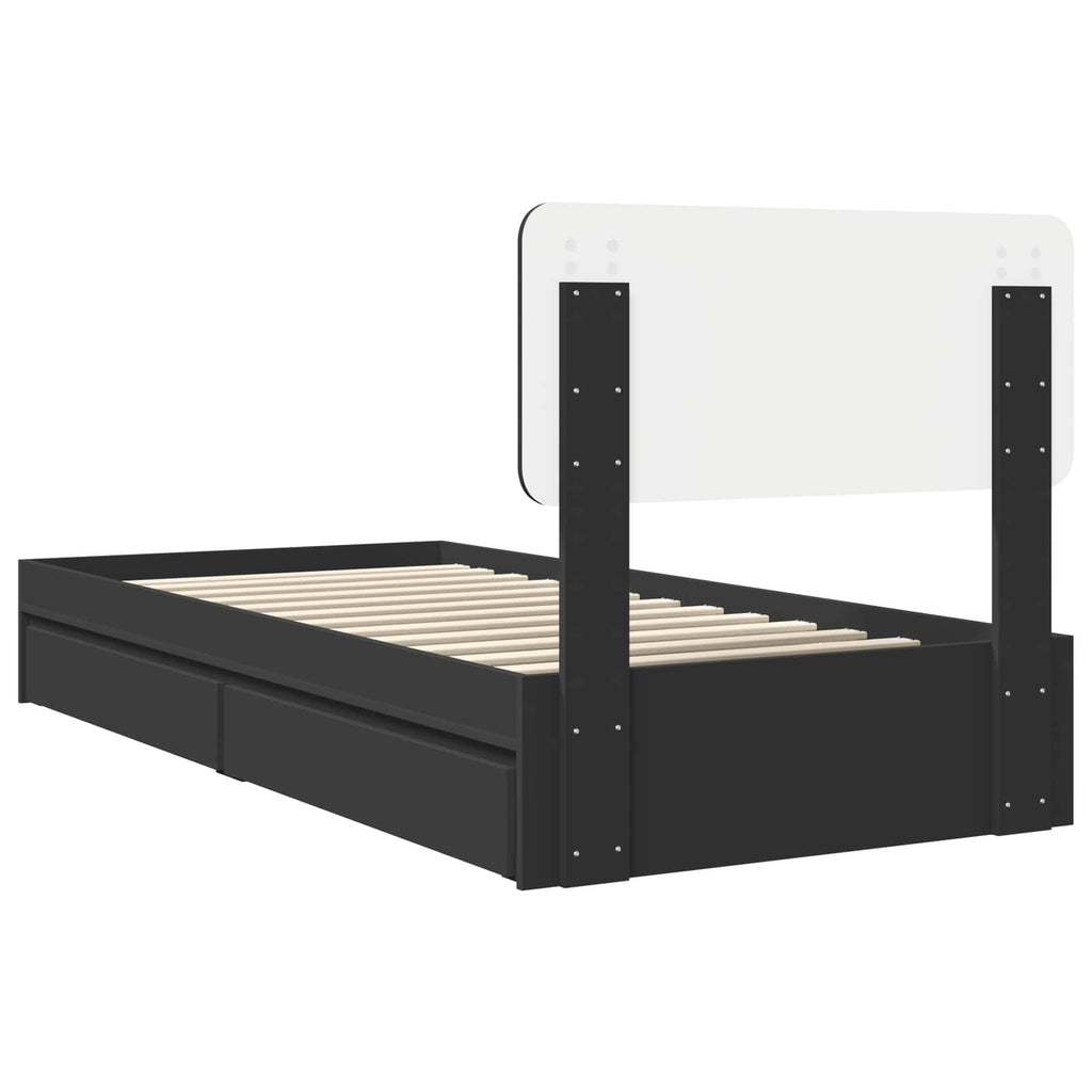 Aufbewahrungsbett Schwarz 90 x 190 cm Holzwerkstoff