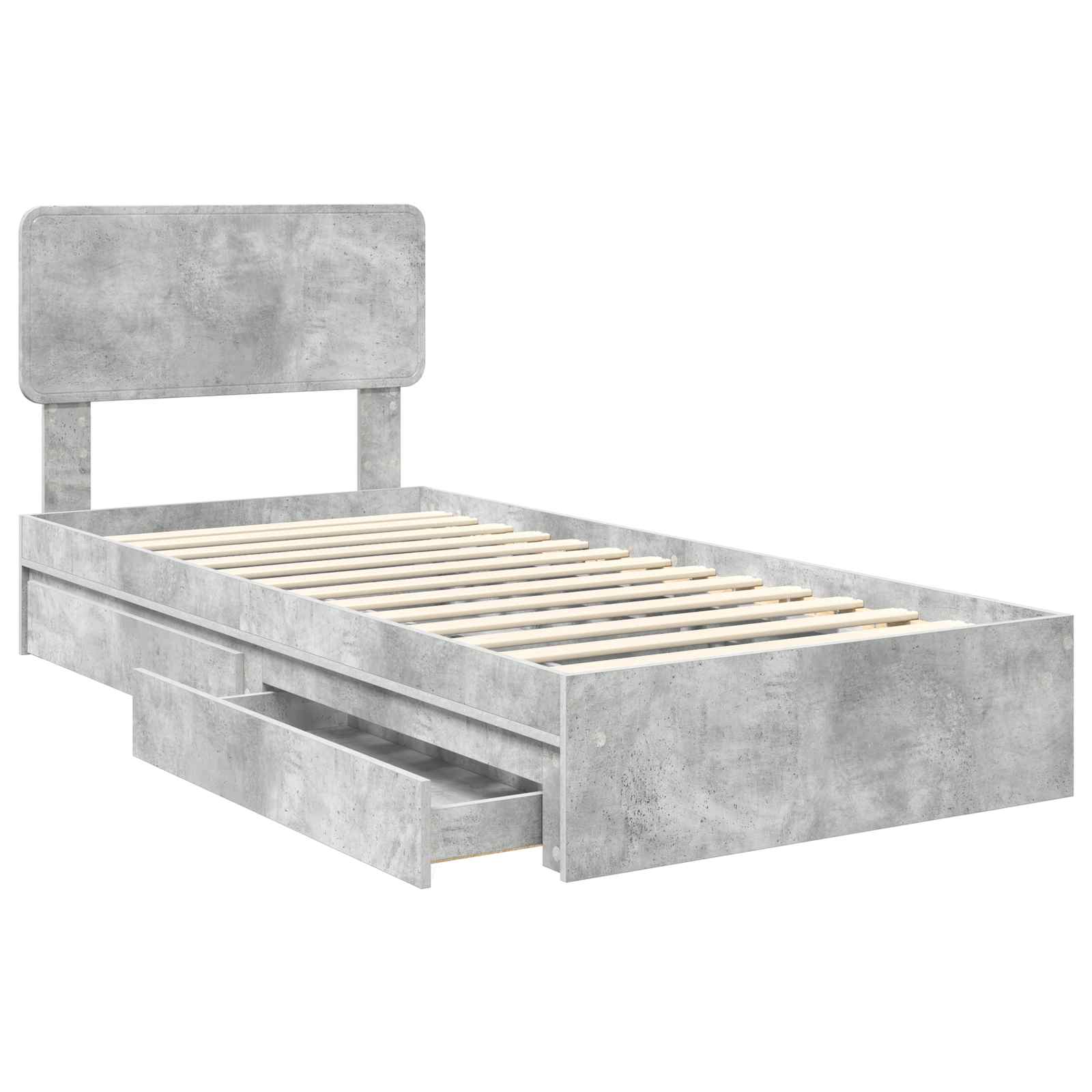 Aufbewahrungsbett Beton Grau 90 x 190 cm Holzwerkstoff