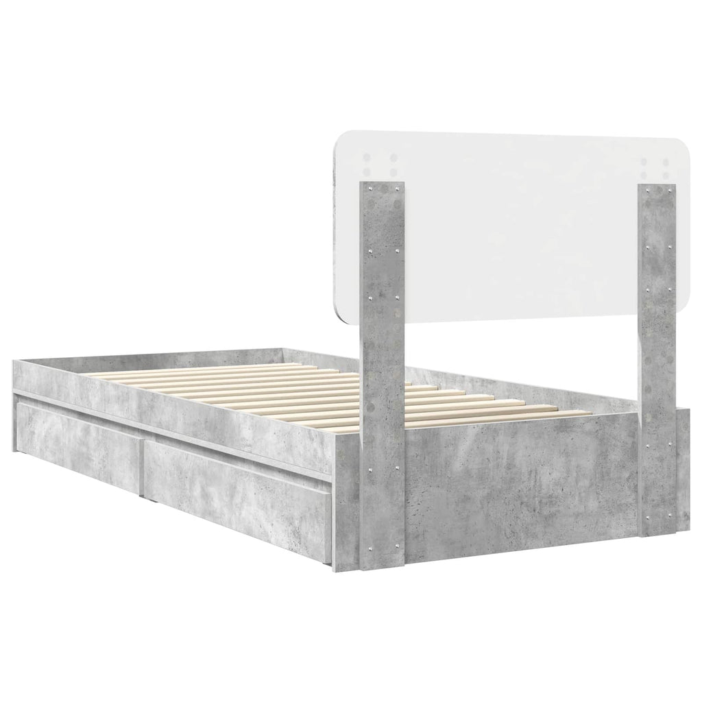 Aufbewahrungsbett Beton Grau 90 x 190 cm Holzwerkstoff