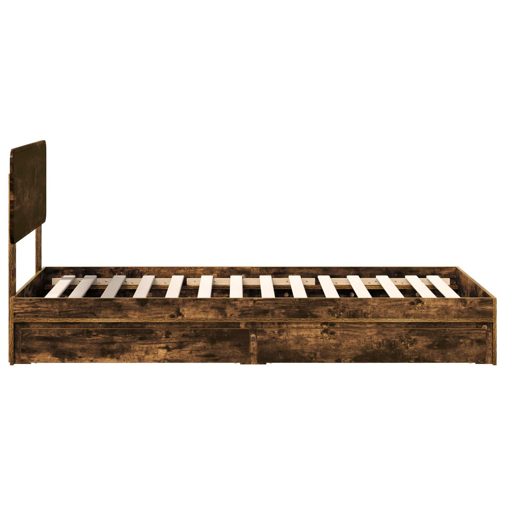 Aufbewahrungsbett Geräucherte Eiche 90 x 190 cm Holzwerkstoff
