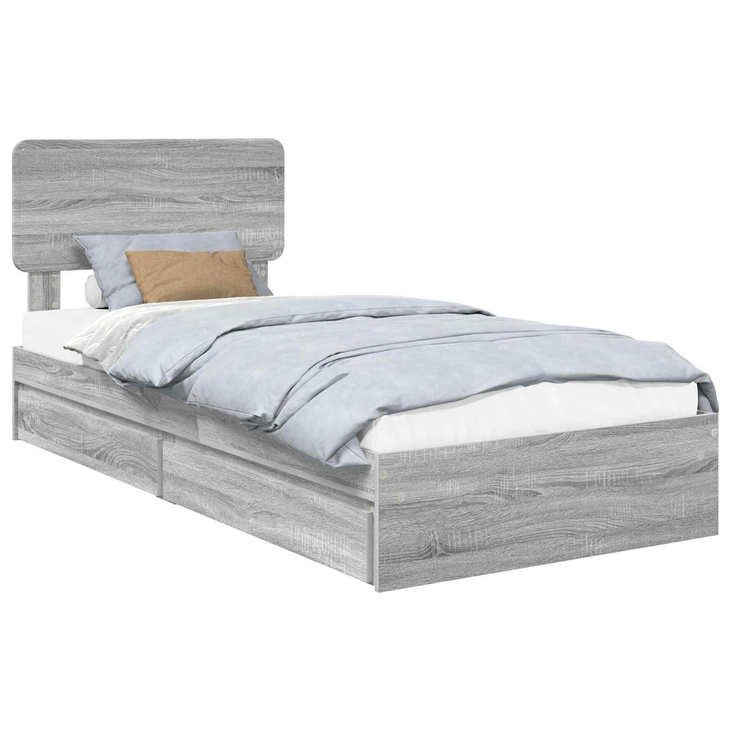 Aufbewahrungsbett Graues Sonoma 90 x 190 cm Holzwerkstoff